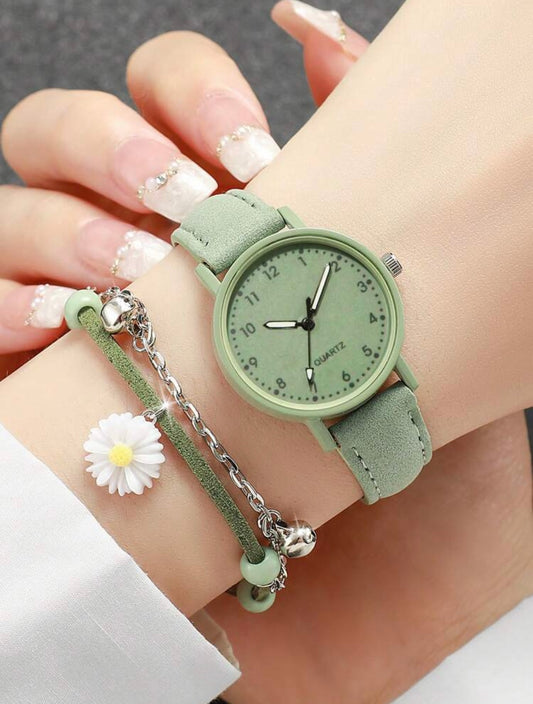 Sage Bloom Watch & Bracelet Gift Set