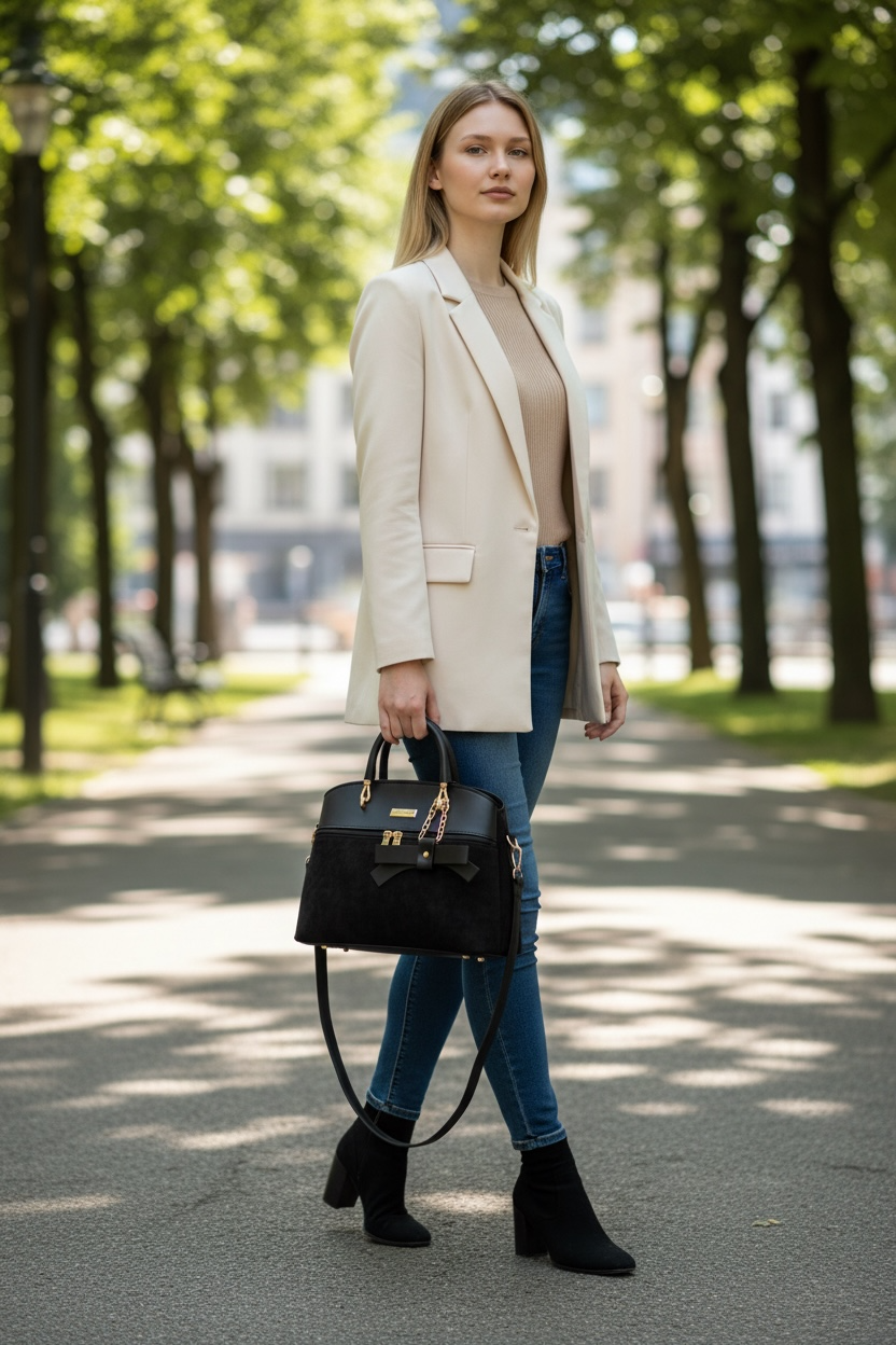 Noor Signature Black Luxe Handbag | Premium Women's Fashion Bag