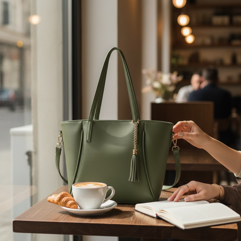 Noor Luxe Green Tote Bag | Elegant Women’s Everyday Handbag