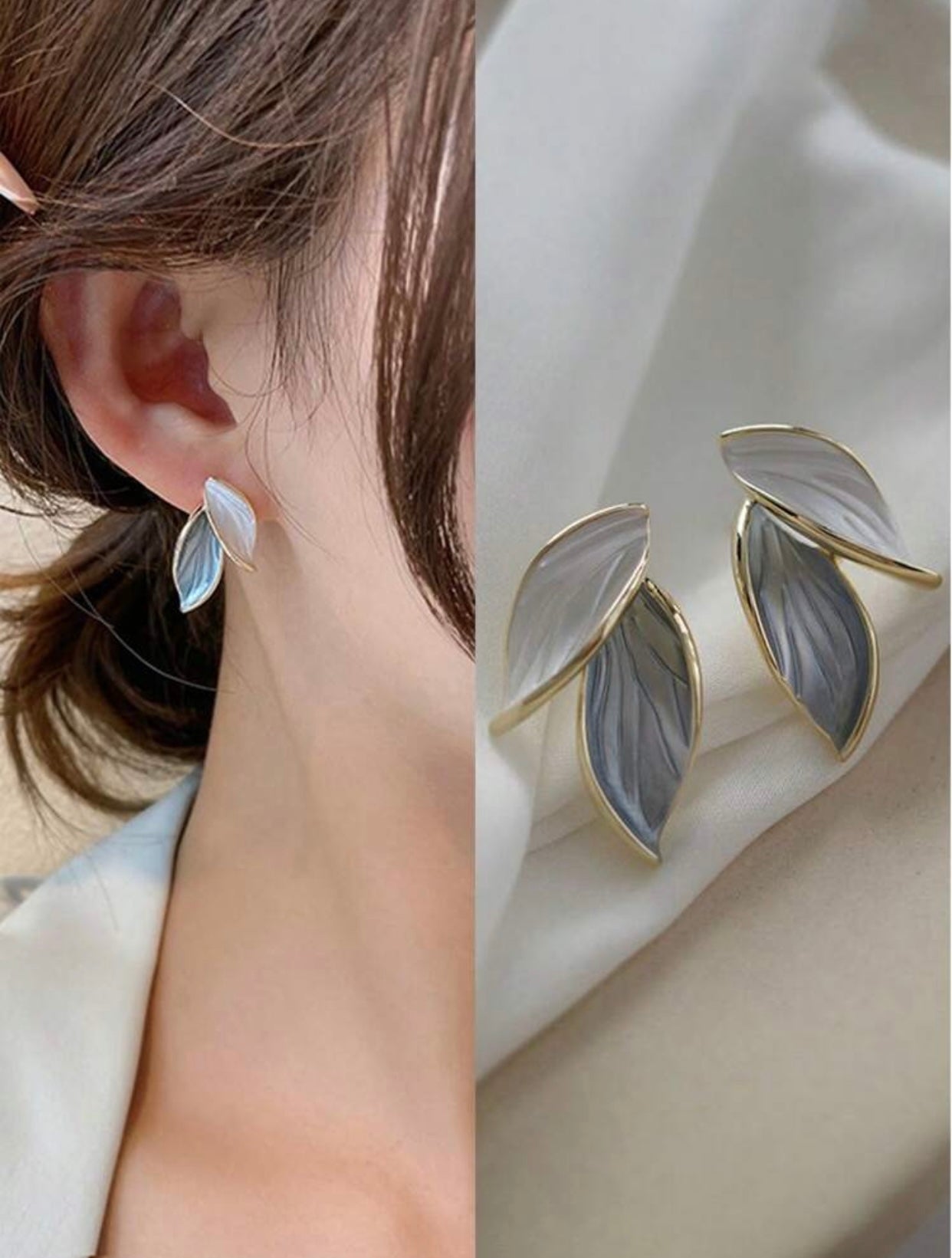 Elegant Leaf Enamel Earrings