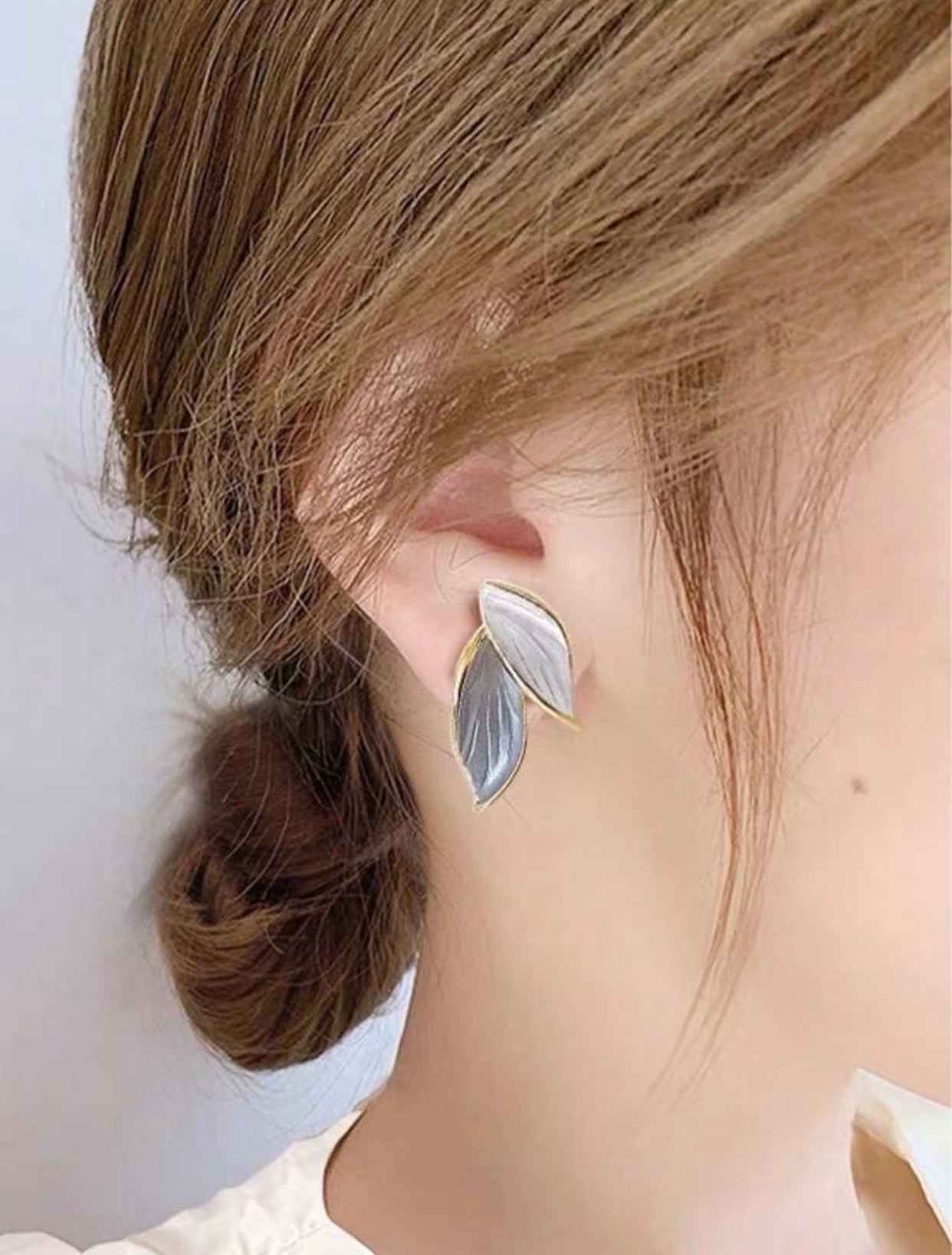 Elegant Leaf Enamel Earrings