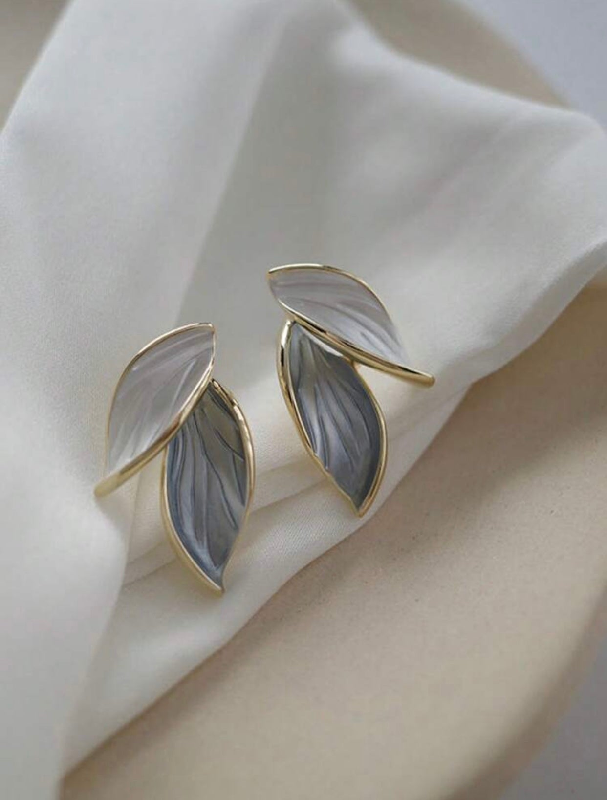 Elegant Leaf Enamel Earrings
