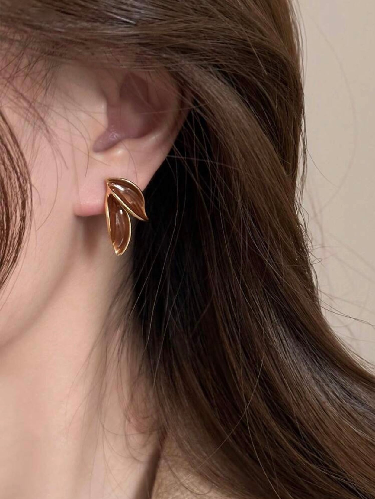 Elegant Leaf Enamel Earrings