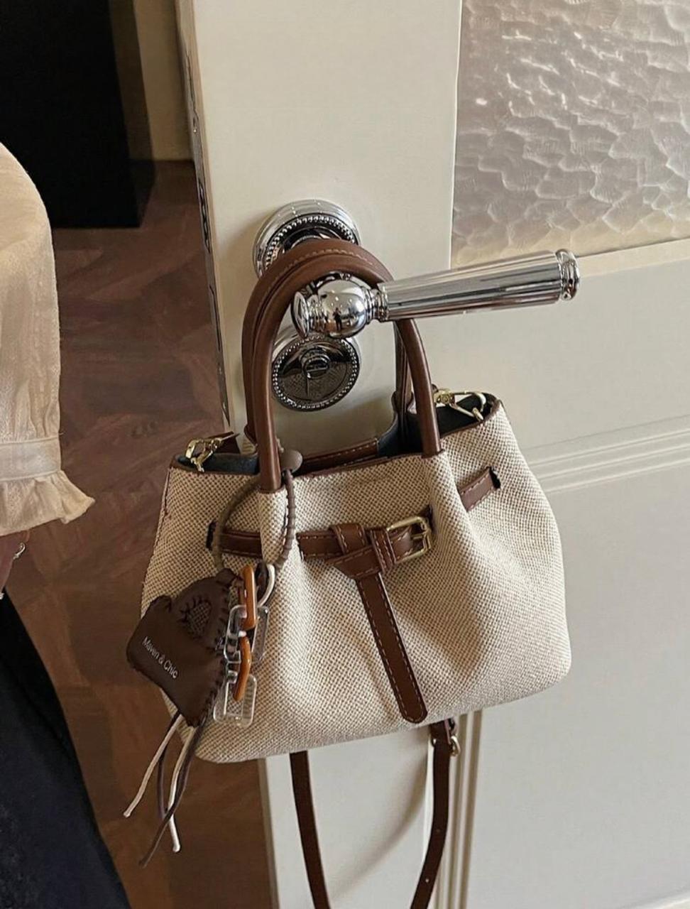 Noor Luxe Canvas & Leather Mini Tote Bag | Premium Crossbody Handbag for Women
